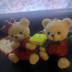 Pair of St Jude Christmas Bear ornaments